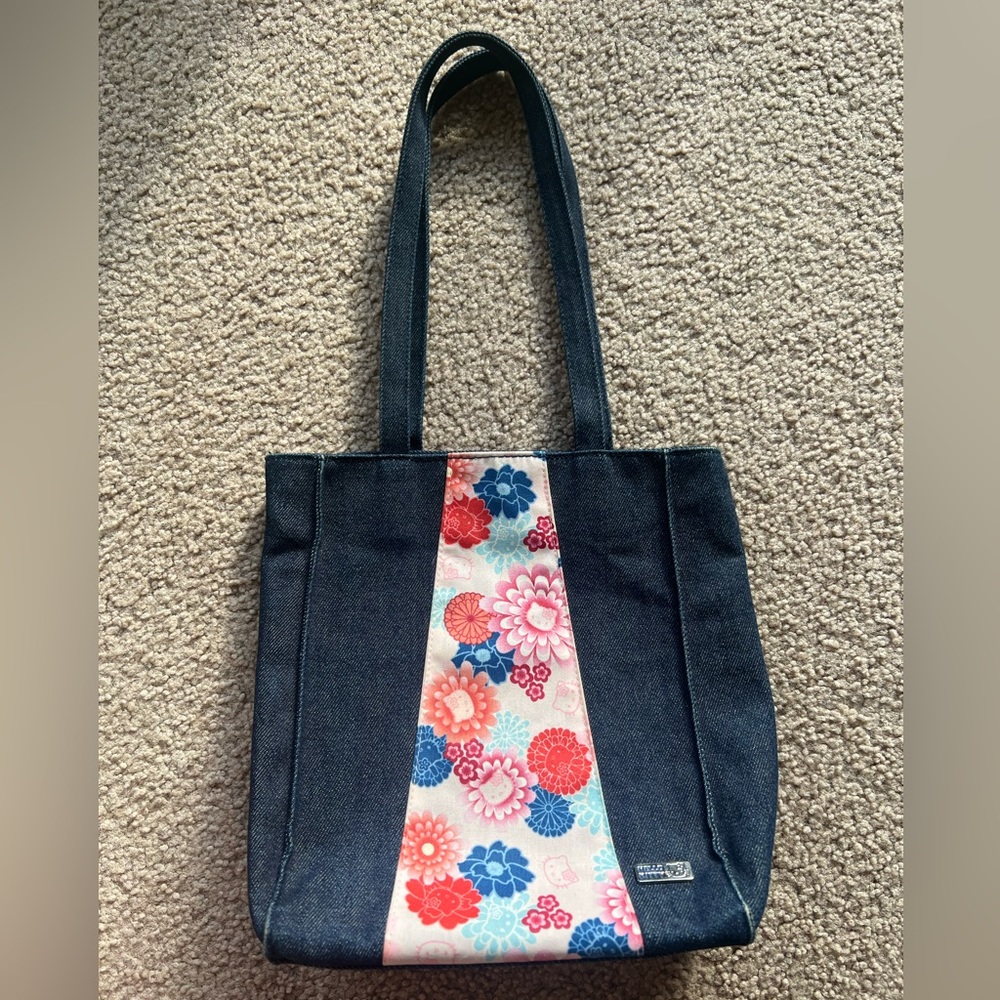 Hello Kitty Kimono Print/Denim Handbag NWOT